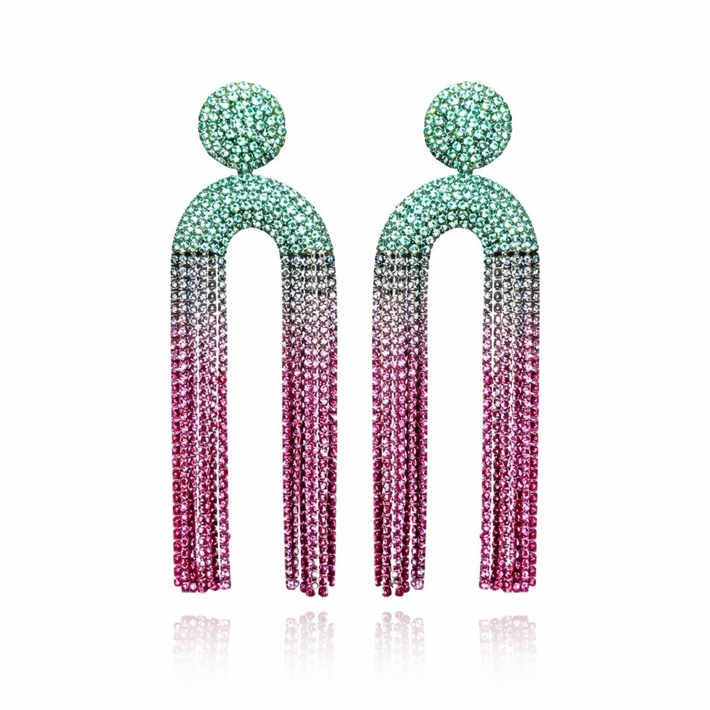 ⚜️ Elegant Pink and Green Ombre Earrings